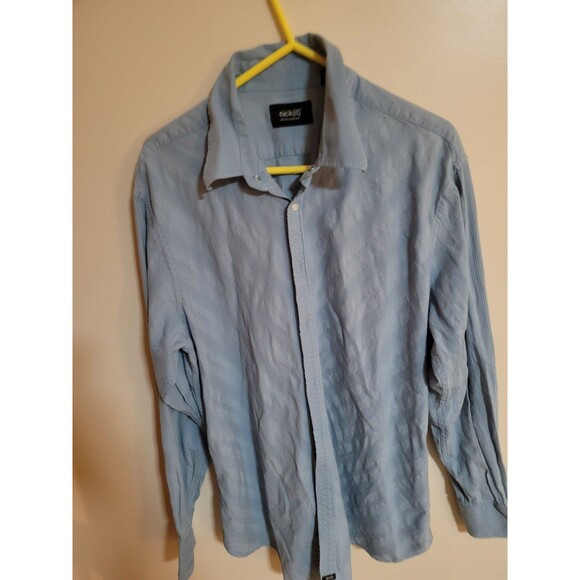 Nick(it) XX-Large Solid Light Blue Button Front Shirt 100% Cotton (A8) - Picture 1 of 6